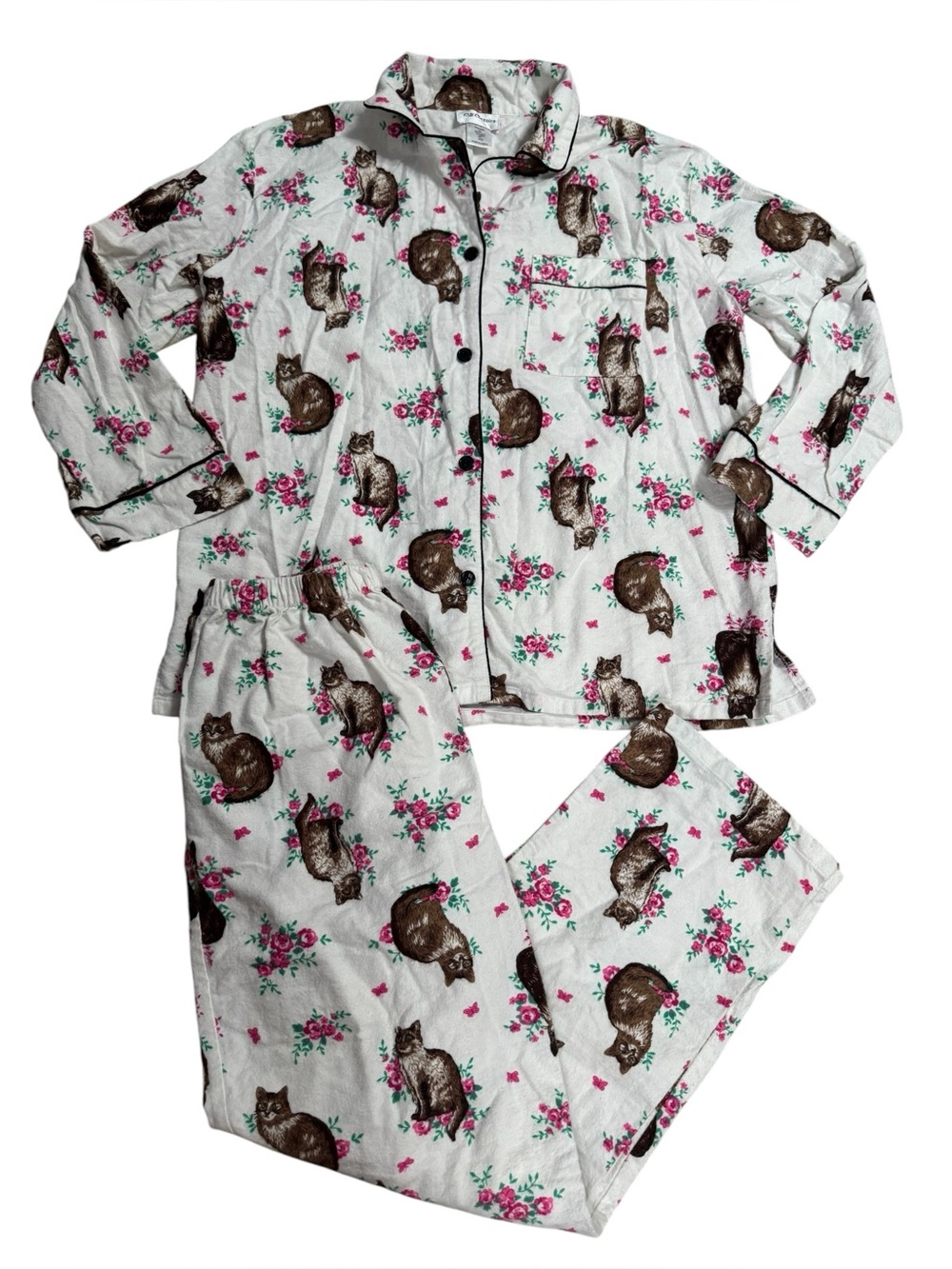Cw Classics Cat Printed Floral Pajama Set